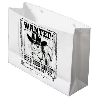 Grand Sac Cadeau Affiche recherchée d'écureuil drôle | Bandit de gr