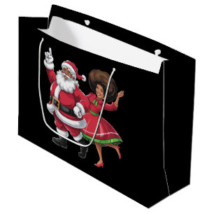 Grand Sac Cadeau African Père Noël Mme Claus Dansant Noël américain