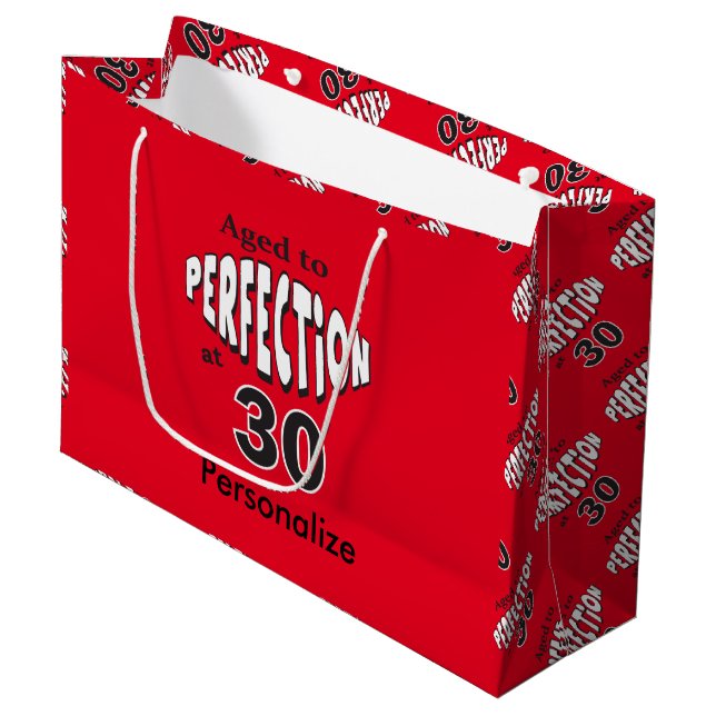 Grand Sac Cadeau Âgé à la perfection à 30 ans | 30e anniversaire (Devant Angle)