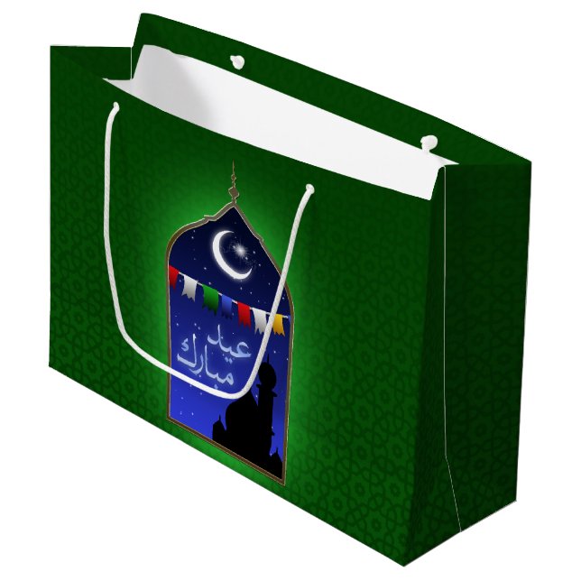 Grand Sac Cadeau Aïd Moubarak Garland Moon (Devant Angle)
