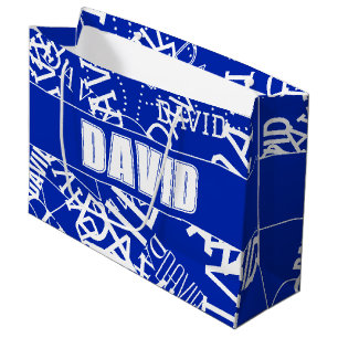 Grand Sac Cadeau Ajoutez n'importe quel nom, collage de nom en bleu