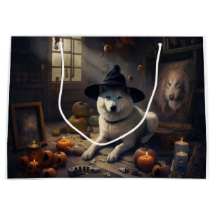 Grand Sac Cadeau Akita Citrouilles Halloween effroi