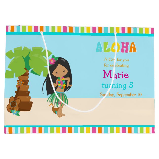 Grand Sac Cadeau Aloha Africaine Américaine Merci fille (Dos)