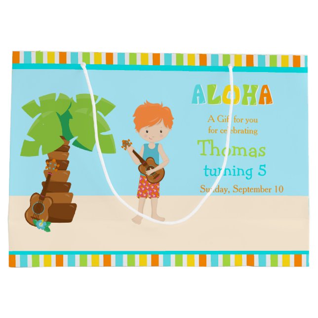 Grand Sac Cadeau Aloha Red Haired Boy Merci (Dos)