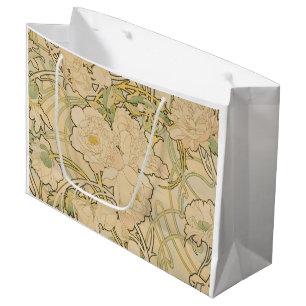 Grand Sac Cadeau Alphonse Mucha Peonies Roses de la colonie Fawn 18