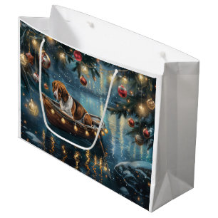 Grand Sac Cadeau American English Foxhound Christmas Festive Voyage