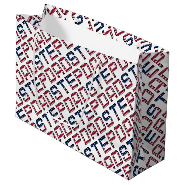 Grand Sac Cadeau American Stepdad Stars and Stripes USA Amérique (Devant Angle)