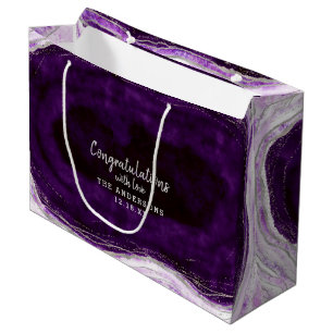 Grand Sac Cadeau Amethyst Purple & Silver Félicitations Mariage