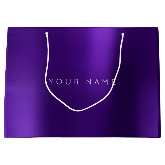 Grand Sac Cadeau Améthyste Plum blanc pourpre minimal Favoriser Éto (Devant)