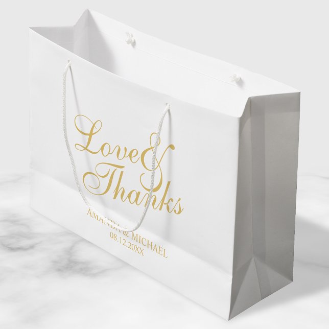 Grand Sac Cadeau 'Amour & Remerciements' Cadeau de Mariage Élégant  (Créateur téléchargé)
