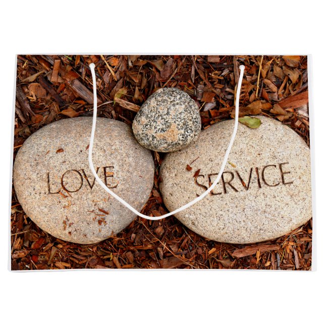 Grand Sac Cadeau "Amour" "Service" Spirituelle Pierres Religieuses (Devant)