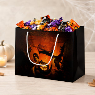 Grand Sac Cadeau Amusement d'Halloween avec citrouilles, fantômes e