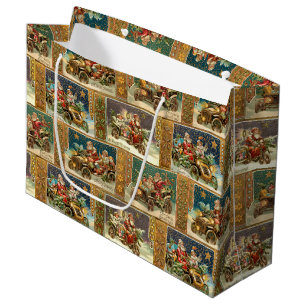 Grand Sac Cadeau Amusez-vous Vintage Père Noël dans les Roadsters