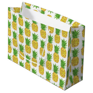 Grand Sac Cadeau Ananas blanc