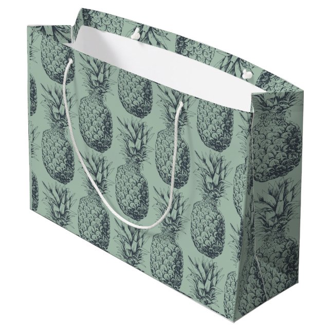 Grand Sac Cadeau Ananas, fruit tropical design motif (Dos Angle)
