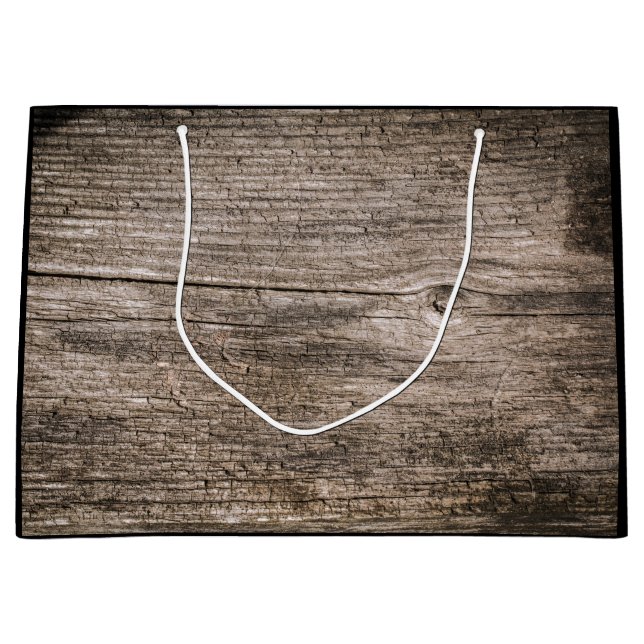 Grand Sac Cadeau Anciennes planches en bois (Devant)