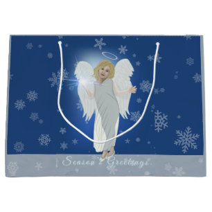 Grand Sac Cadeau Ange de neige