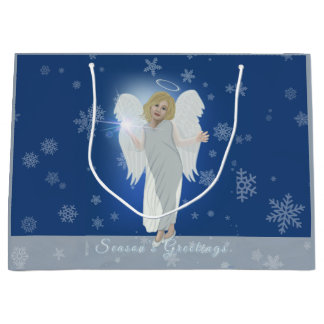 Grand Sac Cadeau Ange de neige