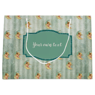 Grand Sac Cadeau Angélique Vintage Sage Vert Grandes