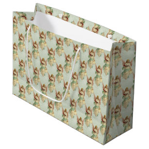 Grand Sac Cadeau Anges de Noël élégants victoriens classiques vinta