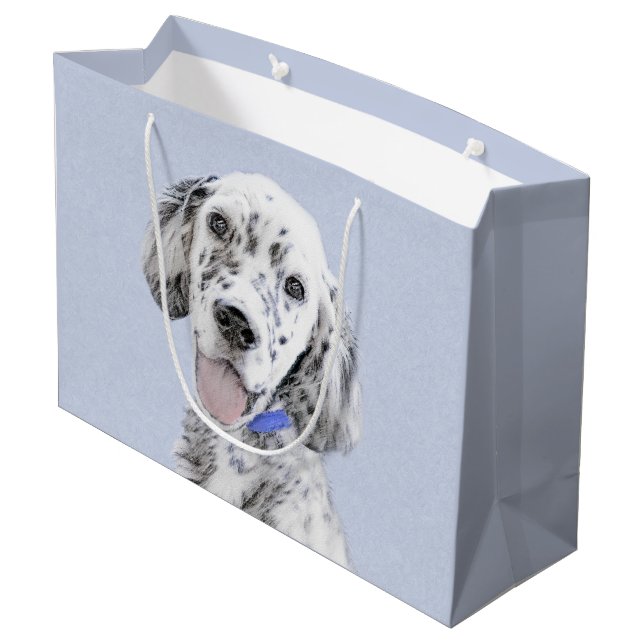 Grand Sac Cadeau Anglais Setter Blue Belton Peinture Chien Art (Dos Angle)