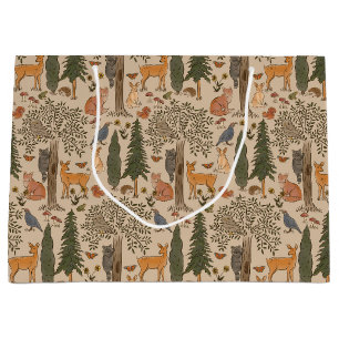 Grand Sac Cadeau Animaux rustiques en bois Baby shower garçon