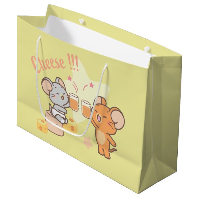 Grand Sac Cadeau Anime Tuffy et Jerry Cheese au fromage (Devant Angle)