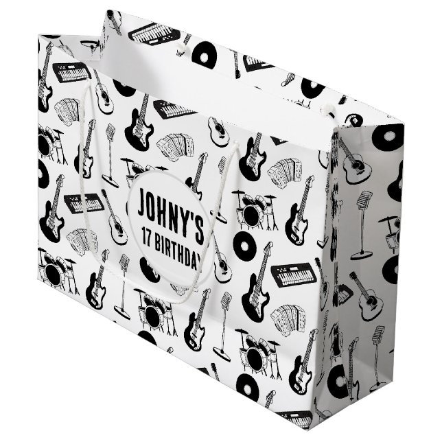 Grand Sac Cadeau Annianniversaire des instruments de musique (Devant Angle)