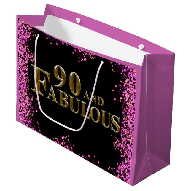 Grand Sac Cadeau Anniversaire 90 ans (Devant Angle)
