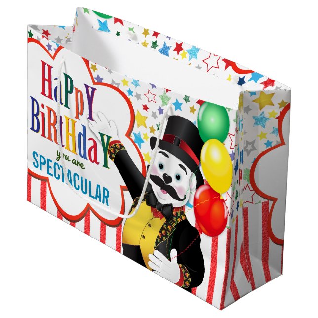 Grand Sac Cadeau Anniversaire de enfant de l'ours polaire cirque (Devant Angle)