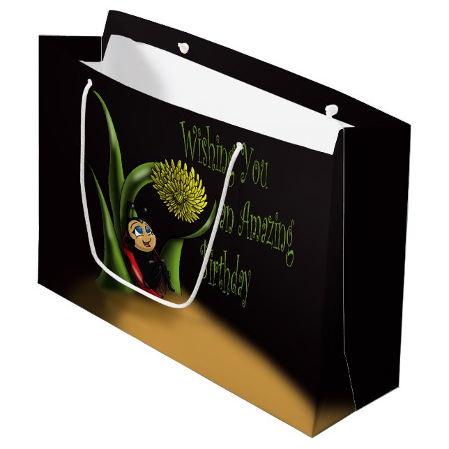 Grand Sac Cadeau Anniversaire de Ladybug (Devant Angle)