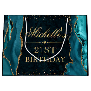Grand Sac Cadeau Anniversaire de marbre de nacre et d'agate paillet