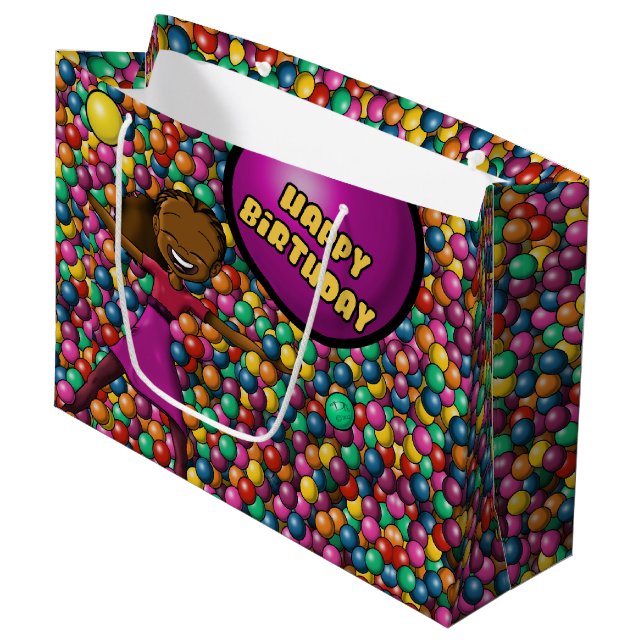 Grand Sac Cadeau Anniversaire des filles afro-américaines (Devant Angle)