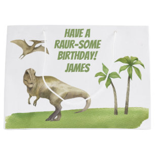 Grand Sac Cadeau Anniversaire Garçon Dinosaure 