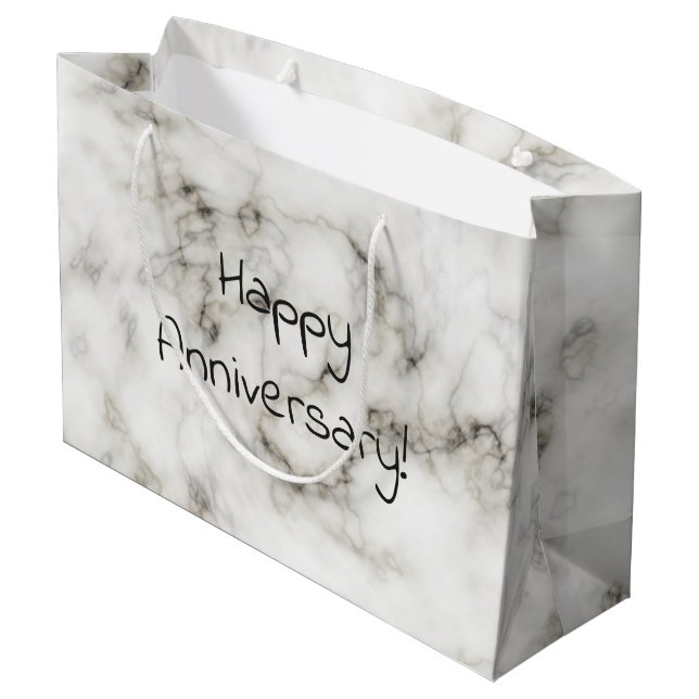 Grand Sac Cadeau anniversaire heureux de marbre blanc (Dos Angle)