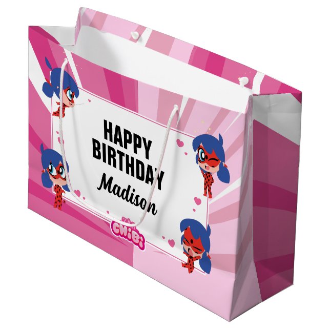 Grand Sac Cadeau Anniversaire Miraculum Ladybug Chibi (Devant Angle)