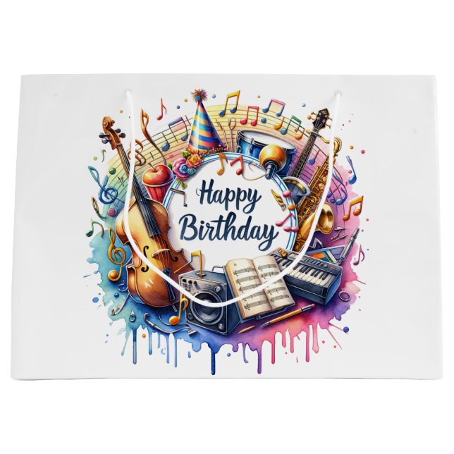 Grand Sac Cadeau Anniversaire musical (Devant)