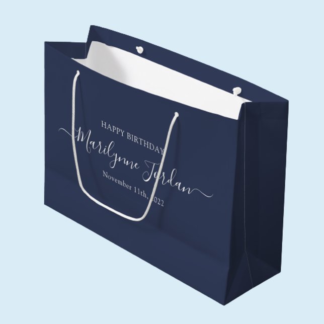 Grand Sac Cadeau Anniversaire personnalisé bleu foncé (Créateur téléchargé)