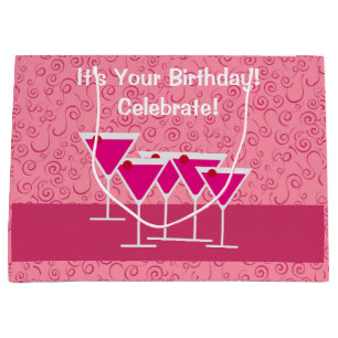 Grand Sac Cadeau Anniversaire Pink Cosmo Martini alcool Événement s