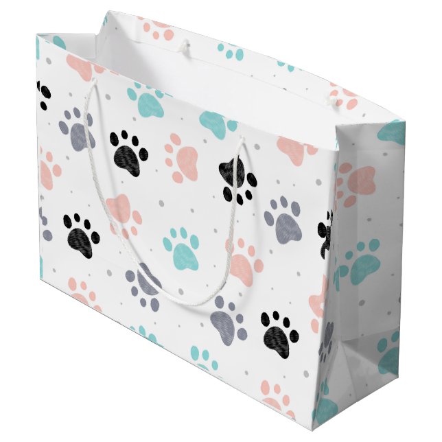 Grand Sac Cadeau Anniversaire pour chiens, empreintes de pattes de  (Dos Angle)