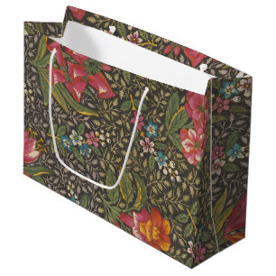 Grand Sac Cadeau Antique Toile de Jouy 1800 Branches florales