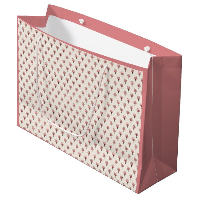 Grand Sac Cadeau Aquarelle Cherry Blossom Sakura Bouquet Motif (Devant Angle)