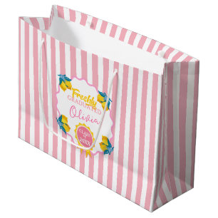 Grand Sac Cadeau Aquarelle Citron Fête de Remise des Diplômes Promo