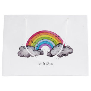 Grand Sac Cadeau Aquarelle Cute Arc-En-Ciel Et Nuages
