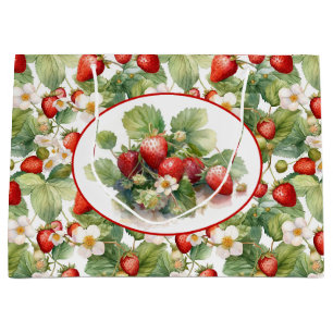 Grand Sac Cadeau Aquarelle de fraises mûres