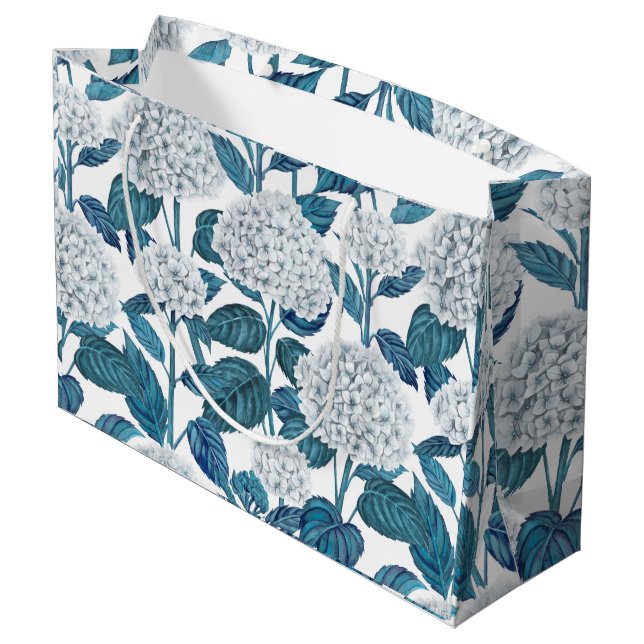 Grand Sac Cadeau Aquarelle d'hydrangée blanche (Dos Angle)