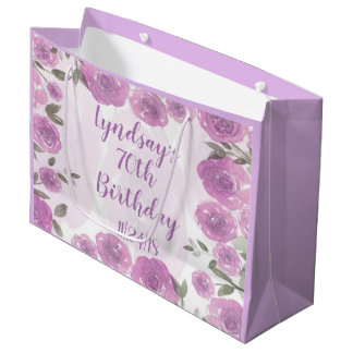 Grand Sac Cadeau Aquarelle Florale 70e Anniversaire