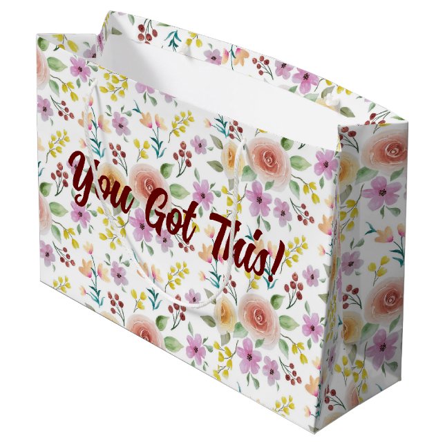 Grand Sac Cadeau Aquarelle florale vous avez ceci (Dos Angle)
