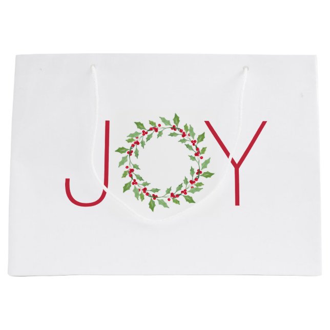 Grand Sac Cadeau Aquarelle Holly Wreath (Devant)