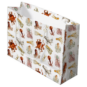 Grand Sac Cadeau Aquarelle Octopus Cephalopod Océan Animaux